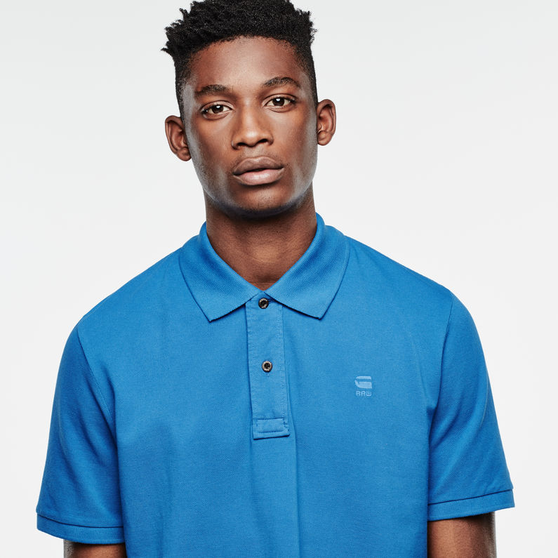 G-Star RAW® Mondollo Overdye Polo T-Shirt Bleu moyen detail shot