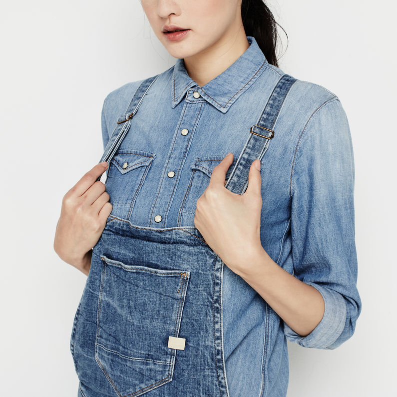 G-STAR® Arc 3D Boyfriend Overall Midden blauw detail shot