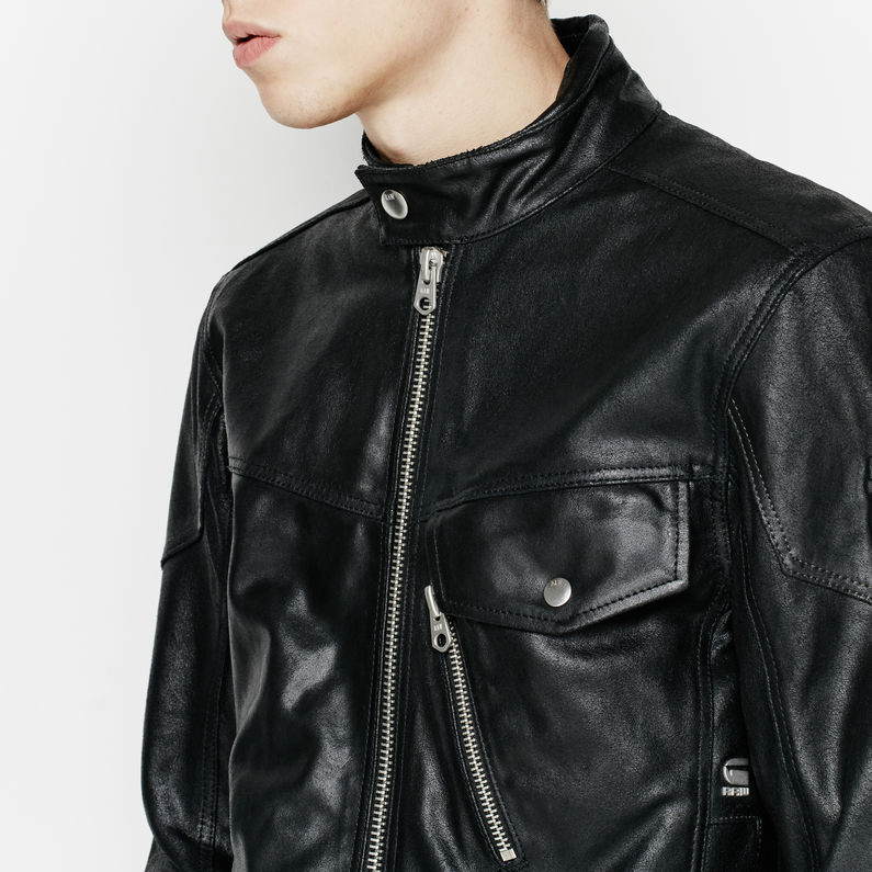 G-Star RAW® Revend Leather Jacket Negro detail shot