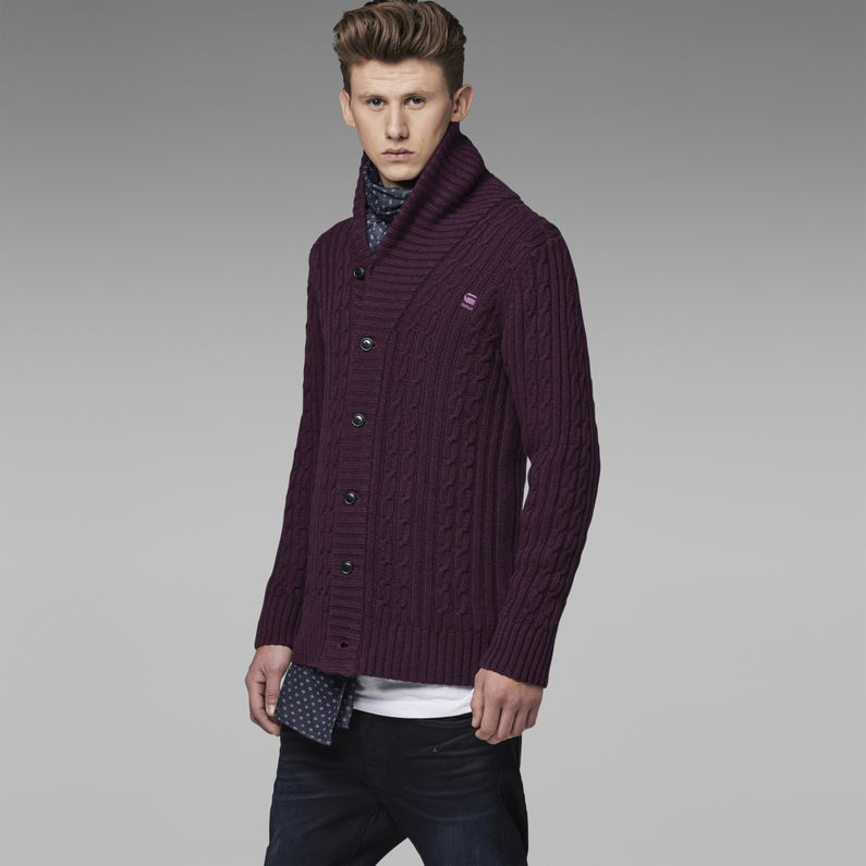 G-STAR® hig car knt ls/oxford cable knt/aubergin Lila