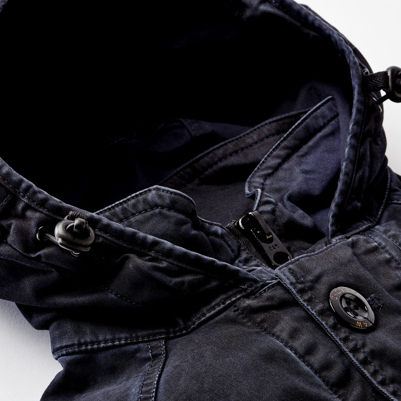 G-STAR® Garber Hooded Short Trench Dark blue detail shot