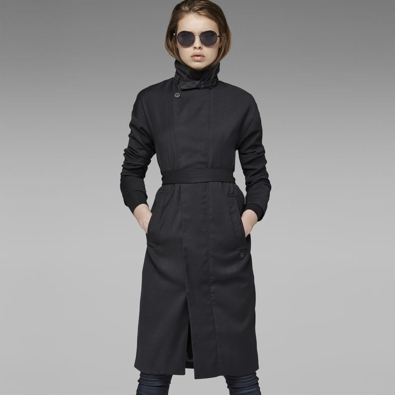 G-STAR® COCOON MINOR WOOL RELAX TRENCH Black detail shot