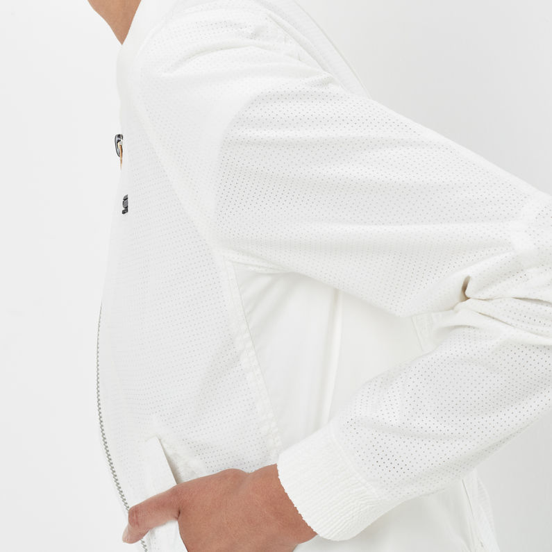 G-Star RAW® Perforated Zip Overshirt Blanc detail shot