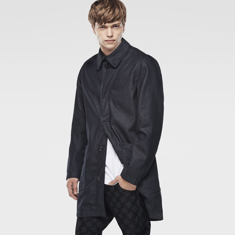 G-STAR® RAW FOR THE OCEANS - A-CROTCH TRENCH COAT Dark blue detail shot