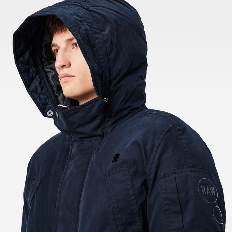 G-Star RAW® Expedic Hooded Cotton Parka Donkerblauw detail shot