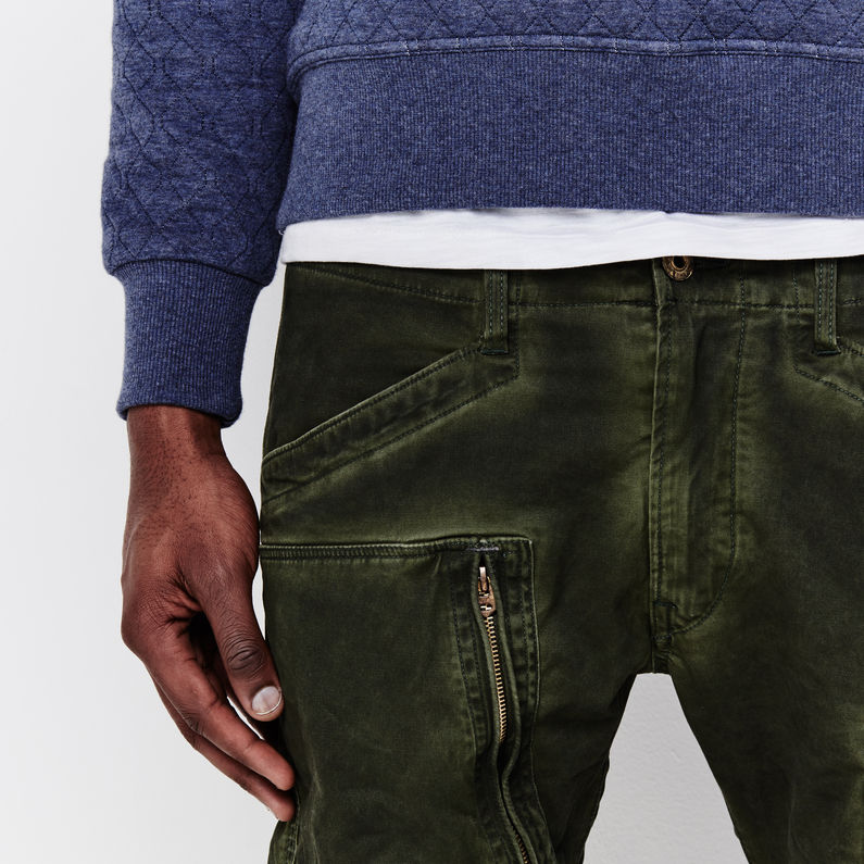 G-Star RAW® Powel 3D Tapered Cuffed Pants Green detail shot