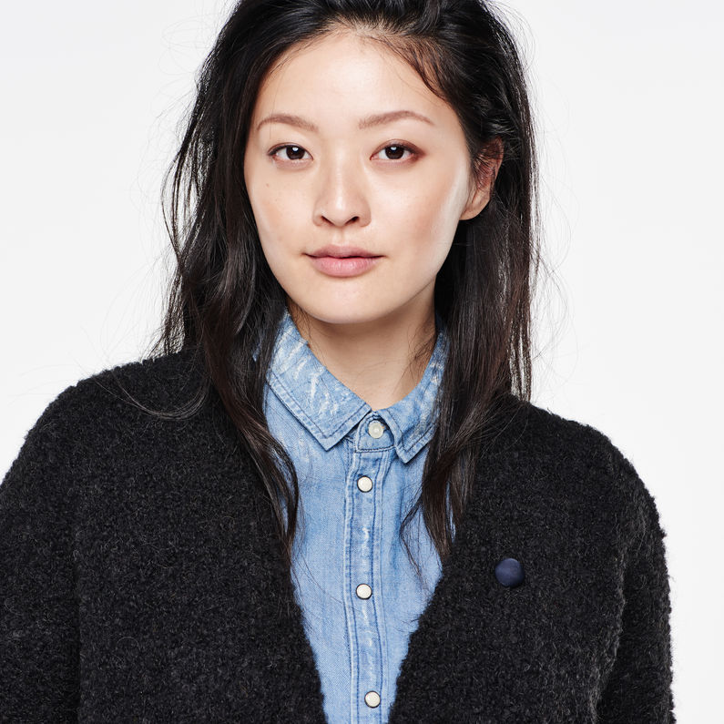 G-Star RAW® Hele Long Cardigan Knit Schwarz detail shot