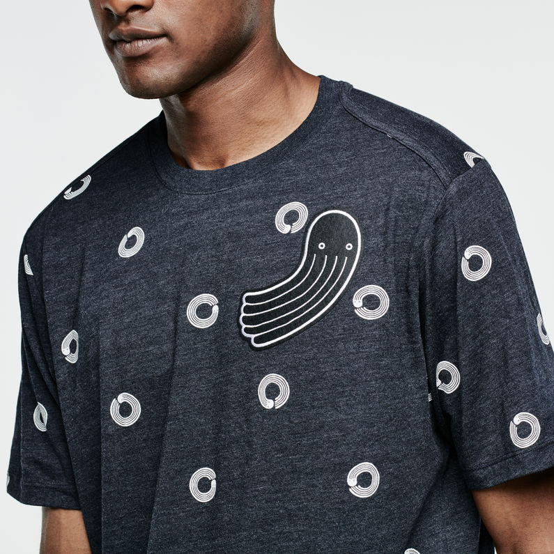 G-Star RAW® RAW for the Oceans - Occotis Polka-Dot Tee Azul oscuro