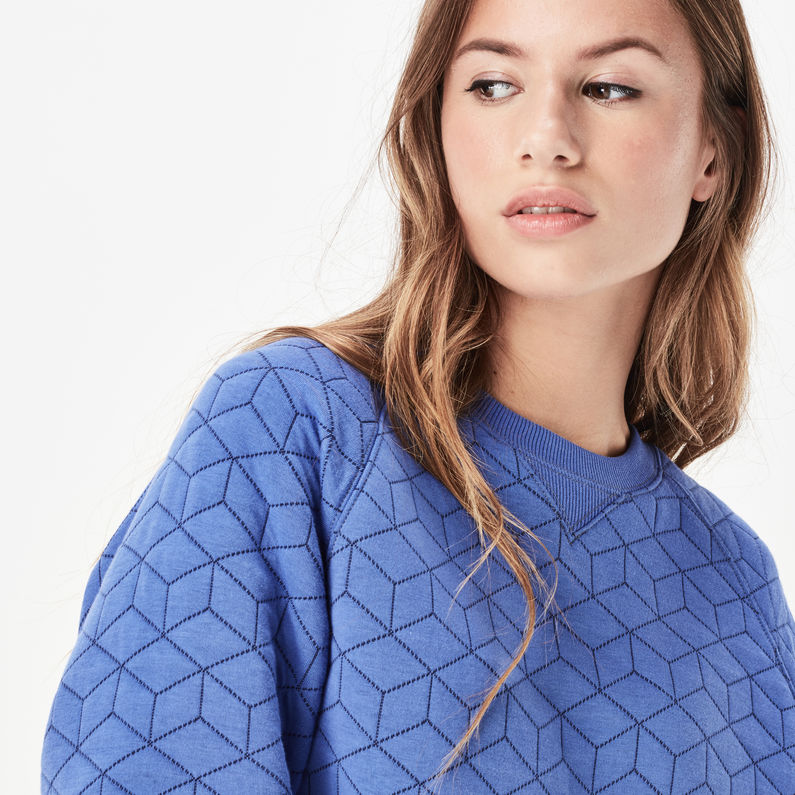 G-Star RAW® Warscha Cropped Sweater Midden blauw detail shot