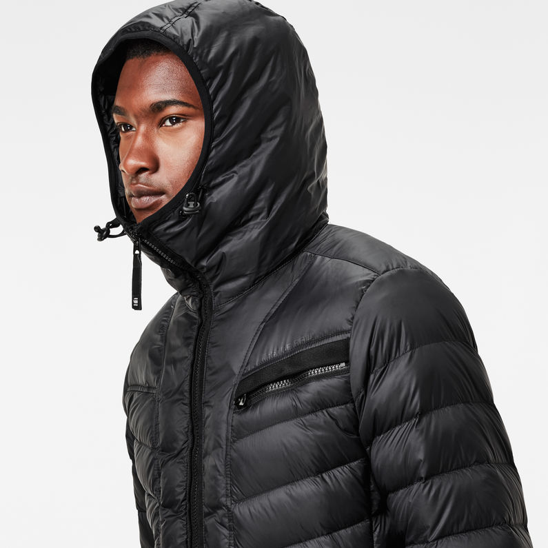 G-STAR® Attacc Solid Hooded Down Jacket Black detail shot