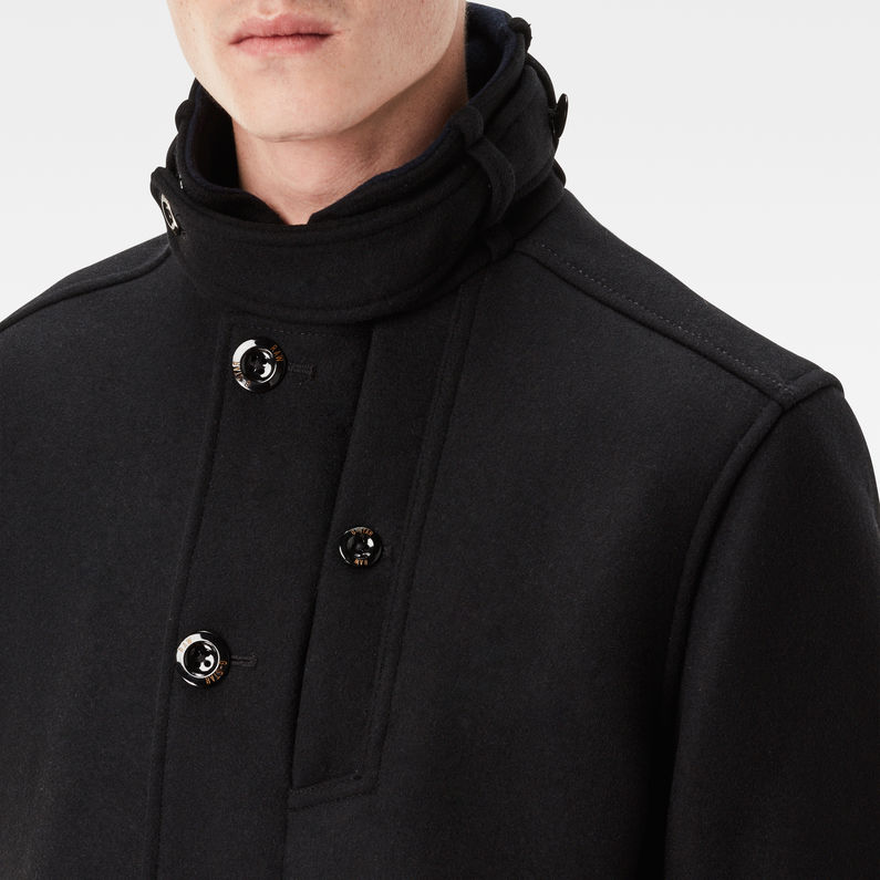 G-STAR® Garber Wool Trench Negro detail shot