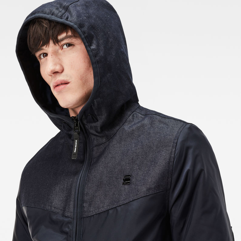 G-Star RAW® Setscale Denim Hooded Overshirt Dark blue detail shot