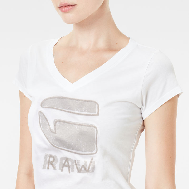 G-Star RAW® Kostine Slim V-Neck T-Shirt Weiß