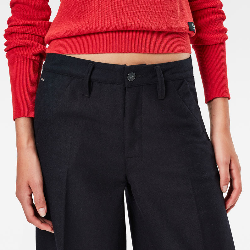 G-STAR® MT Bronson High Waist Culotte Chino Dunkelblau detail shot