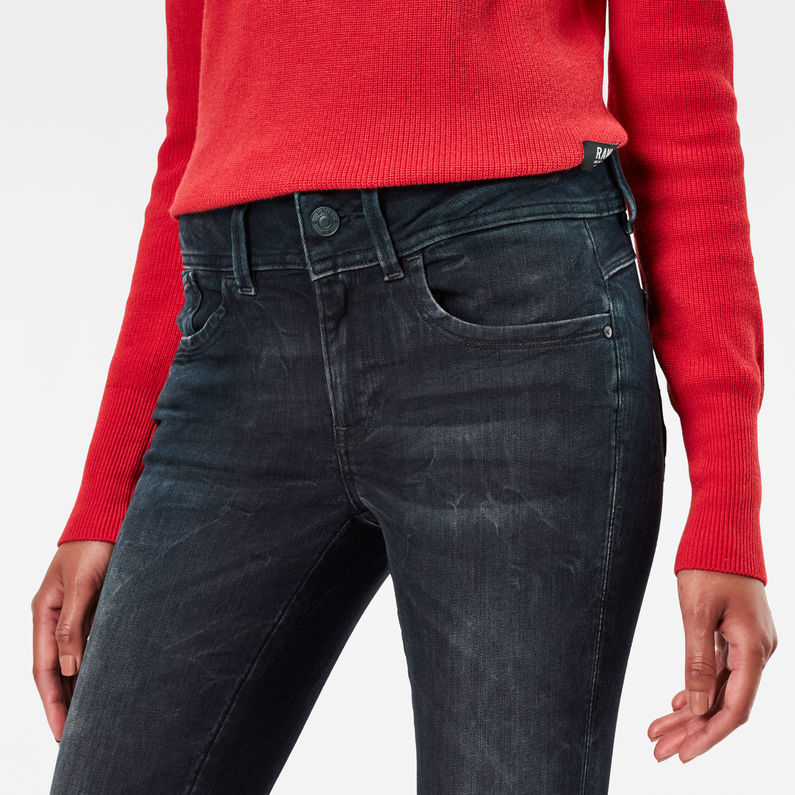 G-STAR® MT Lynn Zip Grip Mid Waist Skinny Jeans Dunkelblau detail shot