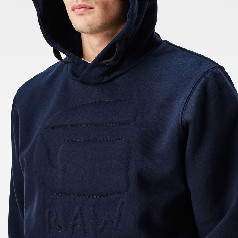 G-Star RAW® Ceom Hooded Regular Fit Sweater Bleu foncé detail shot