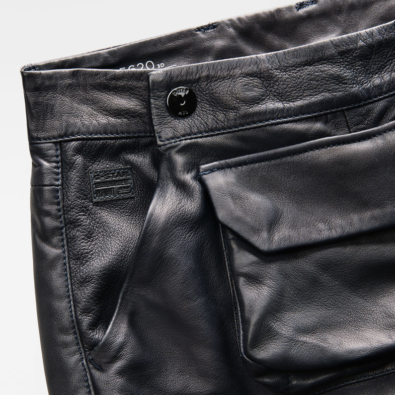 G-STAR® 5620 G-Star Elwood 3D Pouch Leather Boyfriend Pants Dark blue detail shot