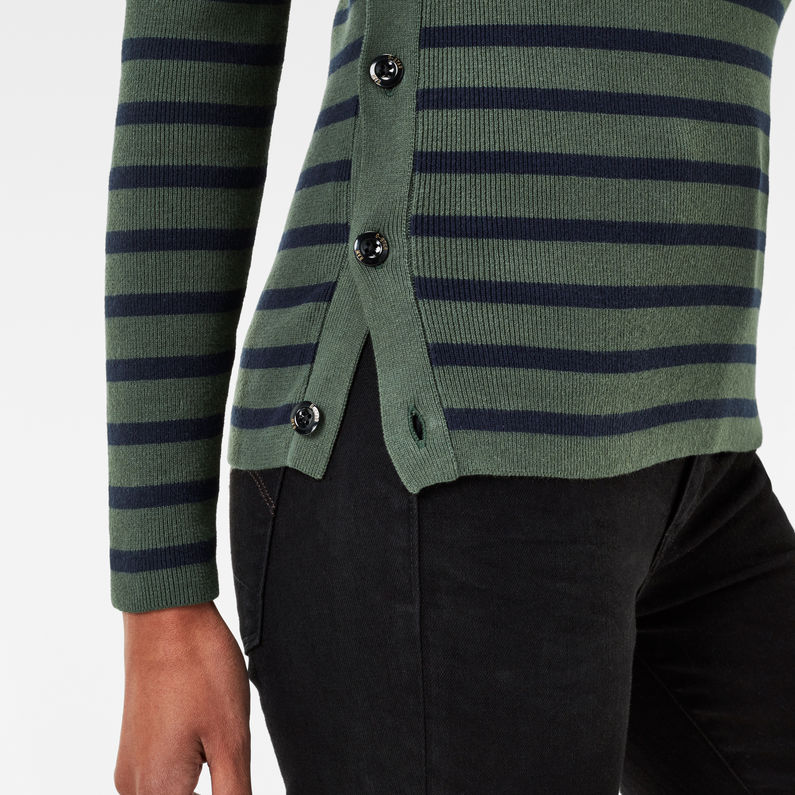 G-Star RAW® Iria Stripe Slim Knit Pullover Green detail shot