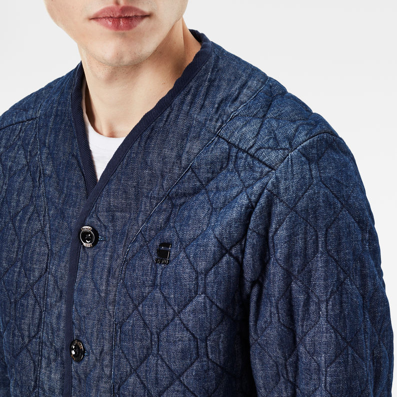 G-Star RAW® Liner Quilted Slim Overshirt Bleu foncé detail shot