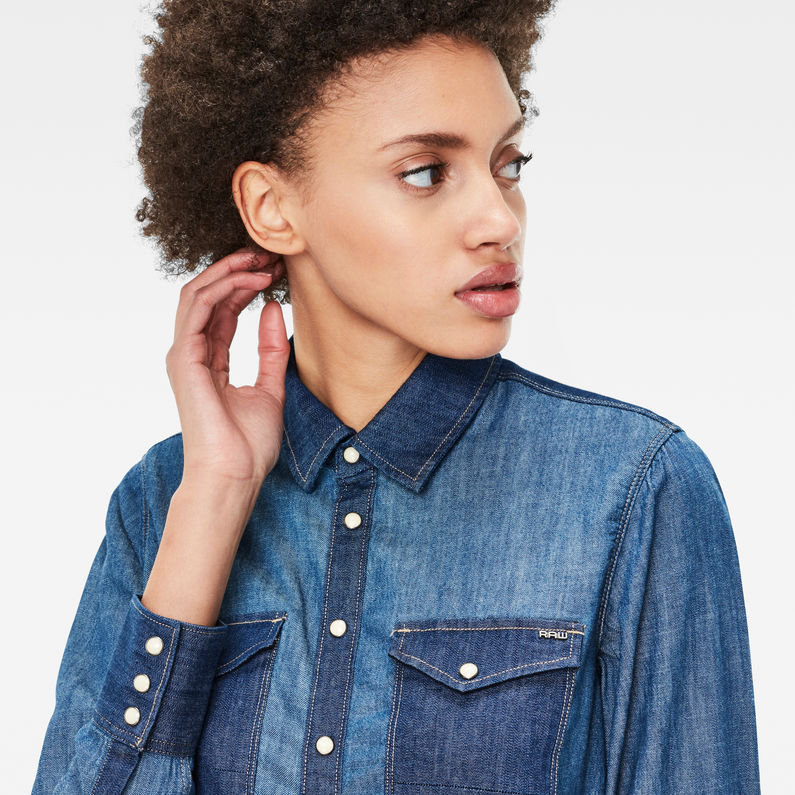 G-STAR® Tacoma Loose Shirt Dress Dunkelblau detail shot