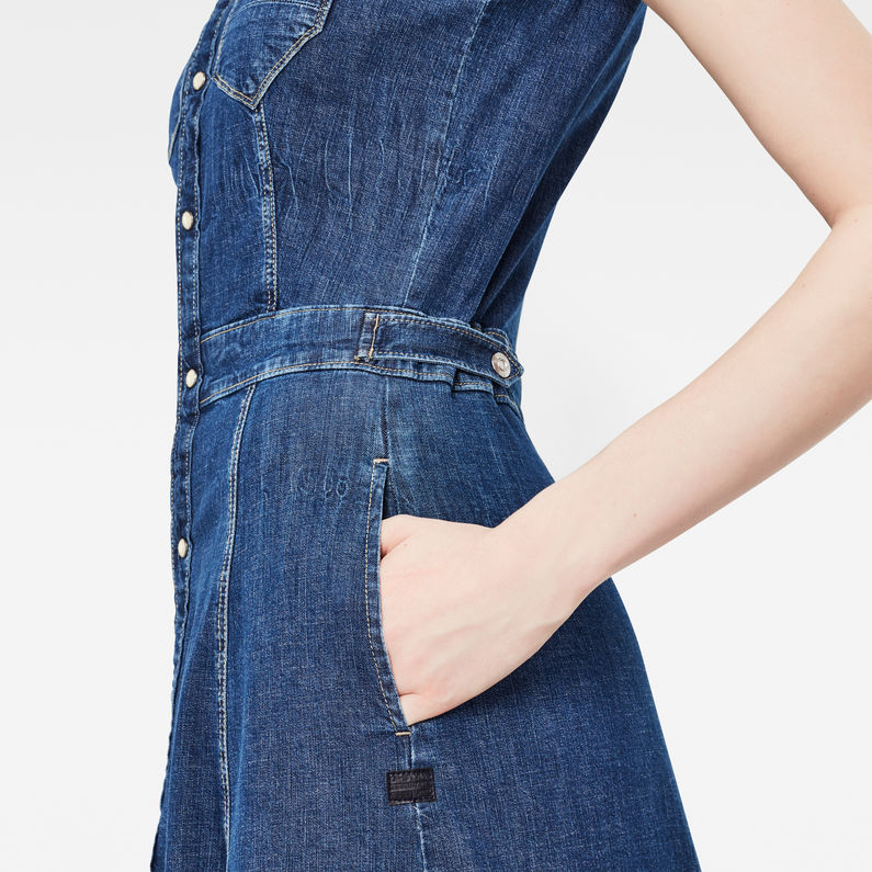G-STAR® Tacoma Slim Flare Dress Medium blue detail shot