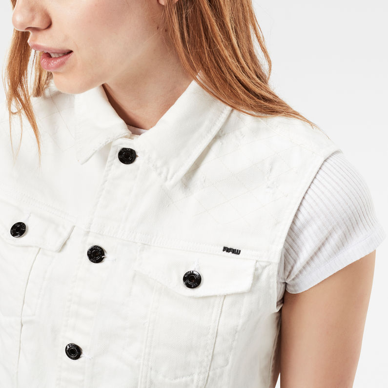 G-STAR® 3301 Moto Cropped Denim Jacket White detail shot