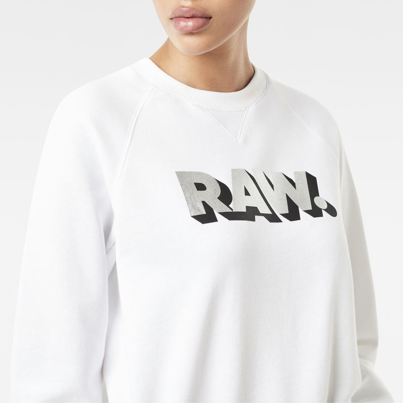 G-Star RAW® Xula Art Cropped Sweater White detail shot