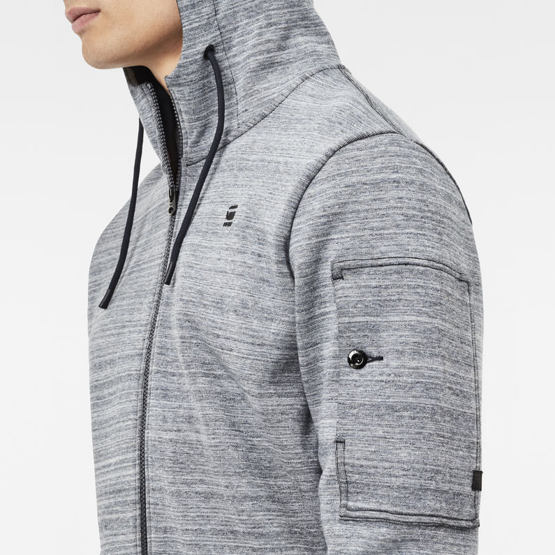 G-Star RAW® Stalt Hooded Zip Sweater Grey detail shot