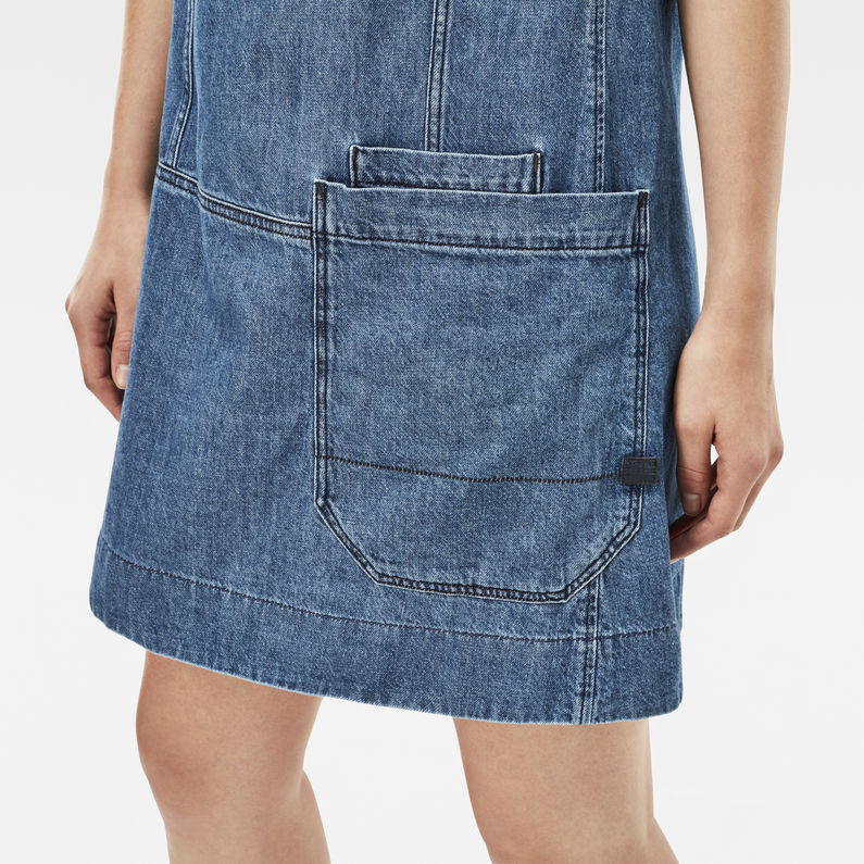 G-STAR® Blake A-Line Sleeveless Dress Azul intermedio detail shot