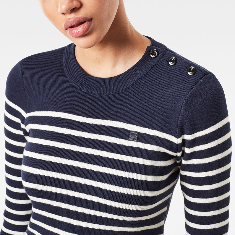 G-STAR® Exly Stripe Dress Dark blue detail shot