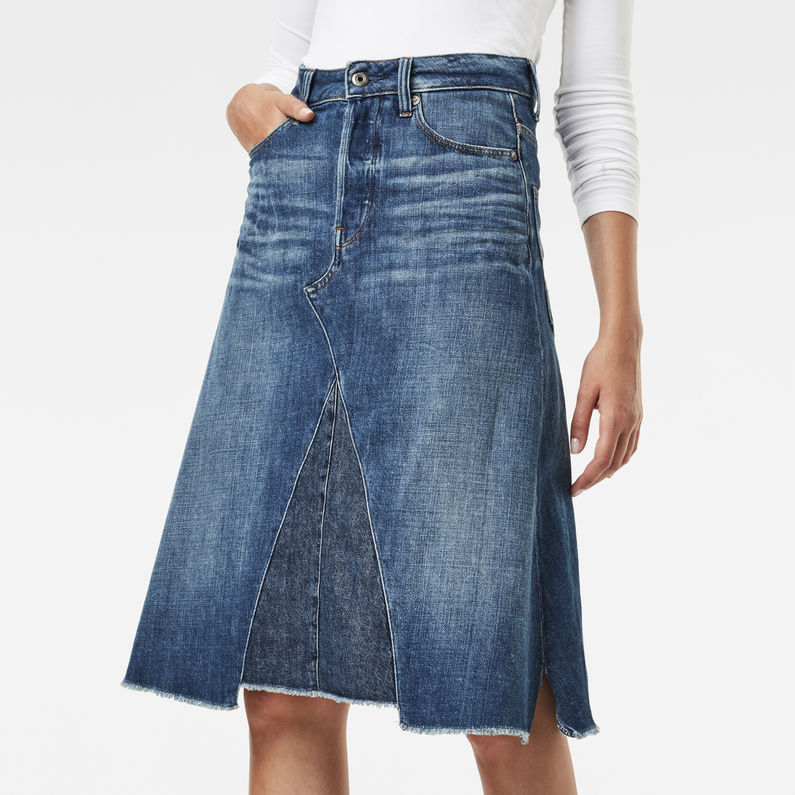 G-STAR® 3301 Custom Long Skirt Medium blue detail shot