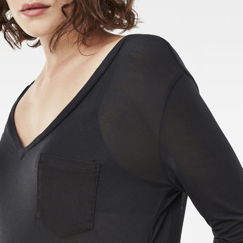 G-Star RAW® Audnya Straight V-Neck T-Shirt Black detail shot