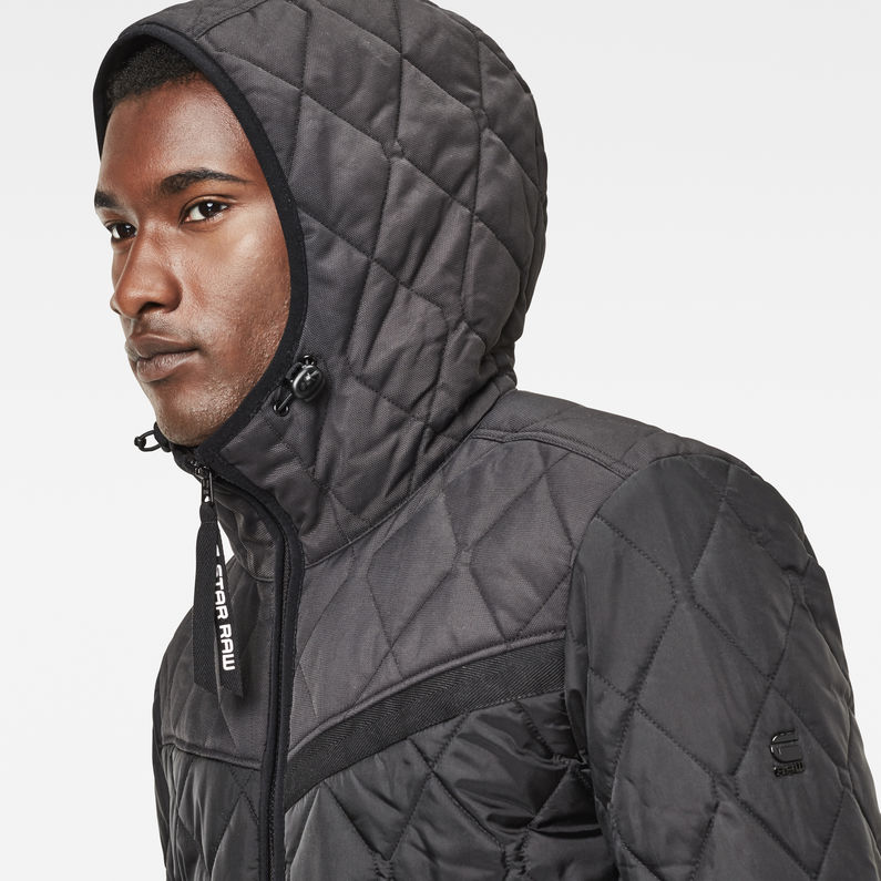 G-Star RAW® Attacc Quilted Hooded Overshirt Black detail shot