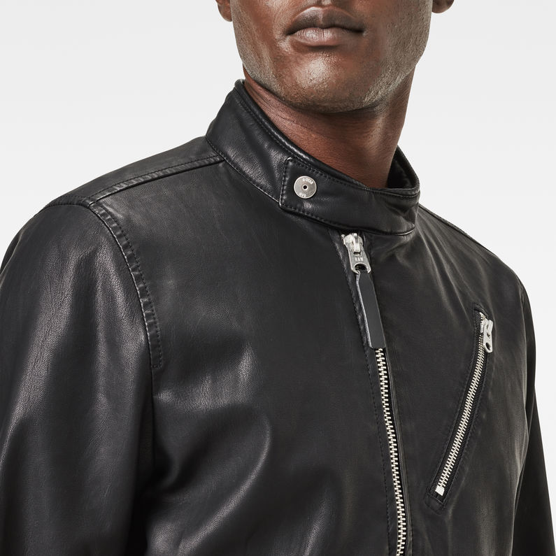 G-Star RAW® Empral Deconstructed 3D Biker Jacket Black detail shot