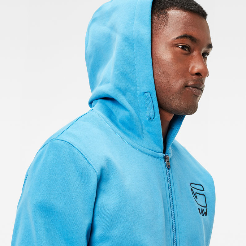 G-Star RAW® Xondo Hooded Zip Sweater Medium blue detail shot
