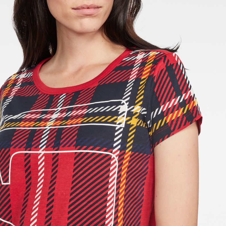 G-Star RAW® Royal Tartan X25 Print Straight T-Shirt Red detail shot