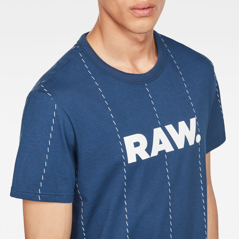 G-Star RAW® Pinstripe X25 Print T-Shirt Medium blue detail shot