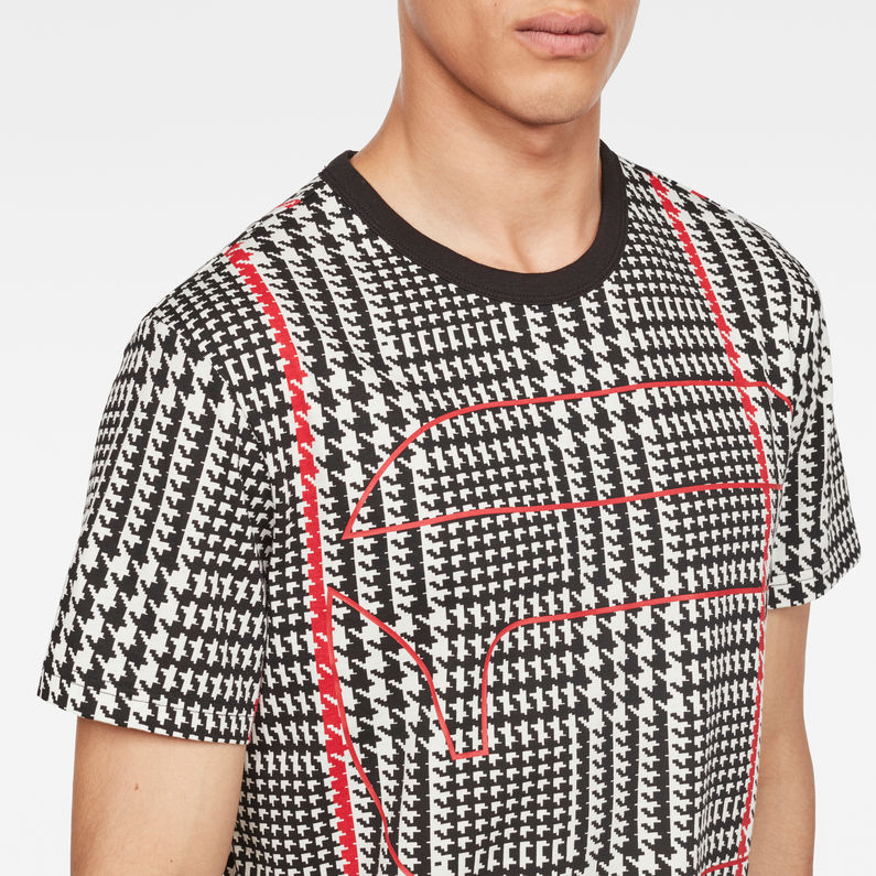 G-Star RAW® Prince Of Wales Check X25 Print T-Shirt Schwarz detail shot
