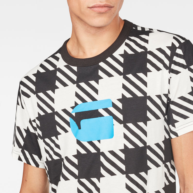 G-Star RAW® Shepherd's Check X25 Print T-Shirt White detail shot