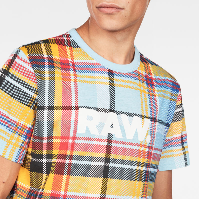 G-Star RAW® Chennai Plaid X25 Print T-Shirt Light blue detail shot