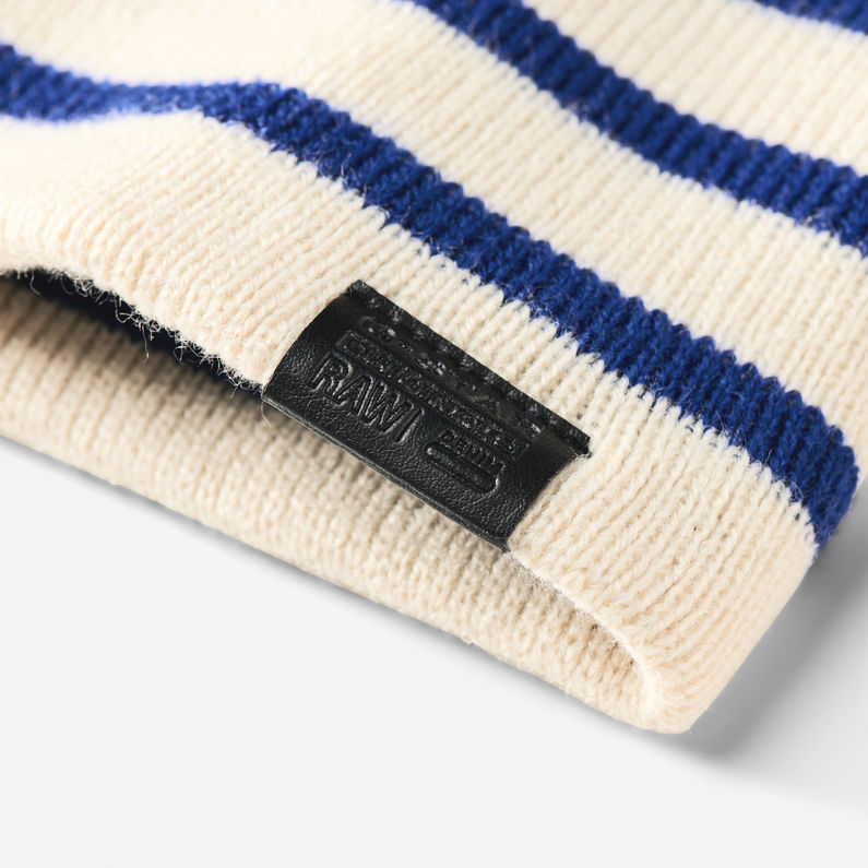 G-Star RAW® Effo Stripe Long Beanie Blanco detail shot buckle