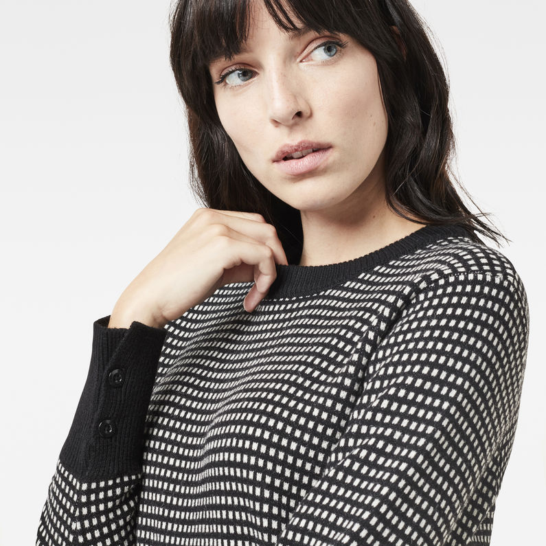 G-Star RAW® Esthor Jacquard Knit Dress Black detail shot
