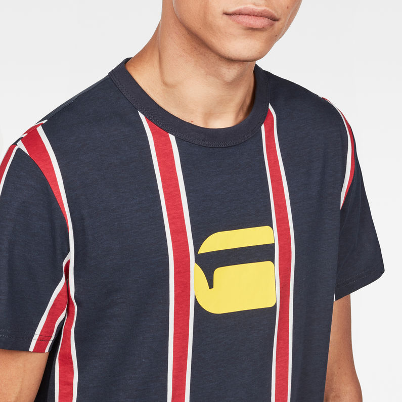 G-Star RAW® Regimental Stripe X25 Print T-Shirt Dunkelblau detail shot