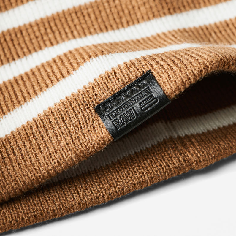 G-Star RAW® Ansem Long Beanie Stripe Brown detail shot buckle
