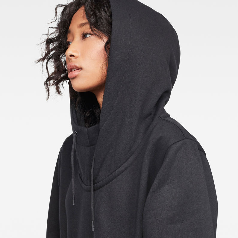 G-Star RAW® Reffit Boyfriend Long Hooded Sweater Black detail shot