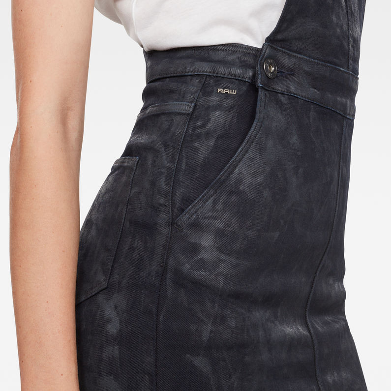 black leather overall dress