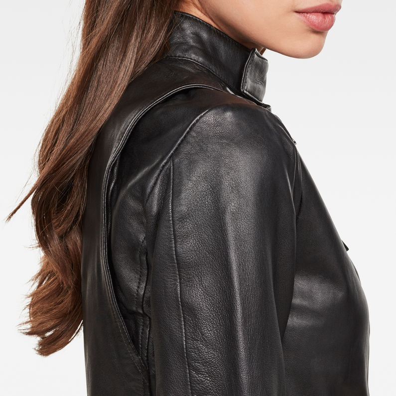 G-Star RAW® Aefon Cropped Biker Jacket Black detail shot