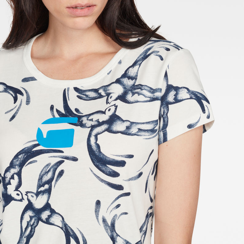 G-Star RAW® Chinoiserie X25 Print Straight T-Shirt White detail shot
