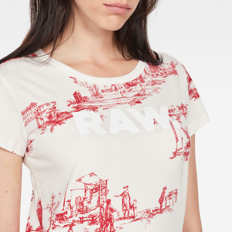 G-Star RAW® Toile de Jouy X25 Print Straight T-Shirt White detail shot