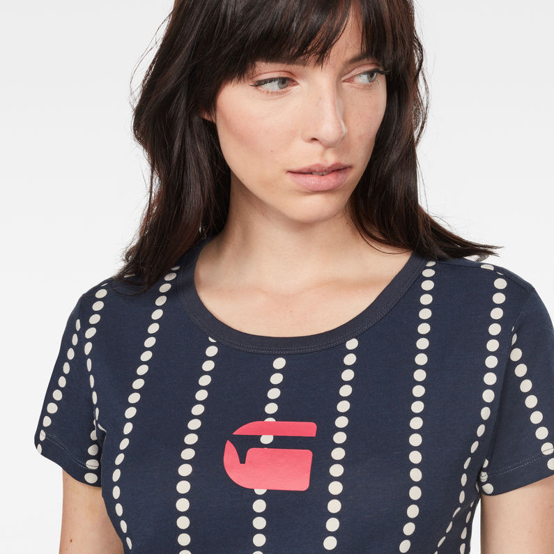 G-Star RAW® Wabash Stripe X25 Print Straight T-Shirt Dark blue detail shot